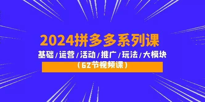 (10019期)2024拼多多系列课：基础/运营/活动/推广/玩法/大模块(62节视频课)