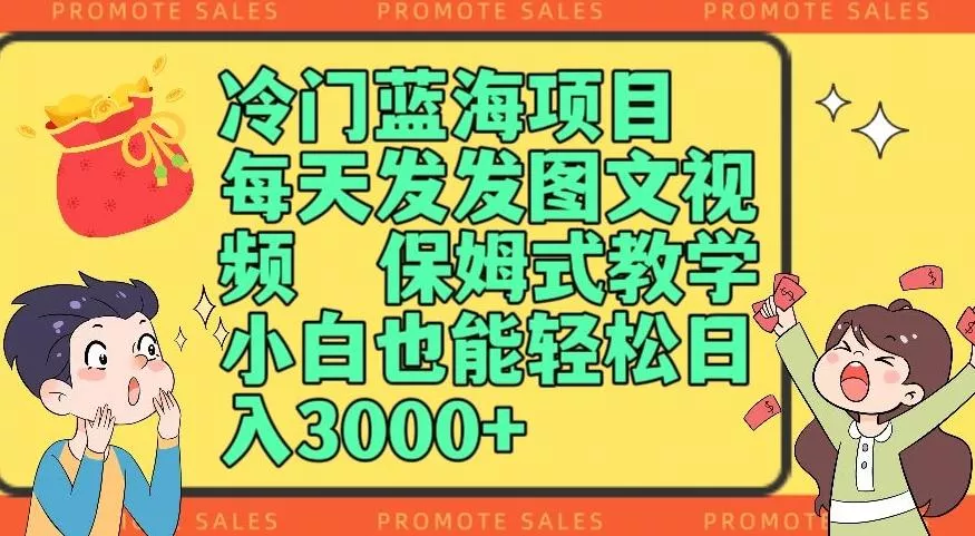 冷门蓝海项目,每天发发图文视频,保姆式教学,小白也能轻松日入3000+