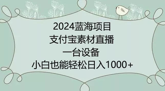 2024年蓝海项目,支付宝素材直播,无需出境,小白也能日入1000+ ,实操教程【揭秘】
