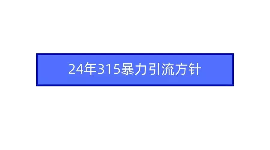 (9398期)2024年315暴力引流方针