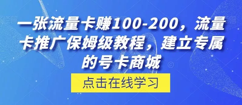 一张流量卡赚100-200，流量卡推广保姆级教程，建立专属的号卡商城