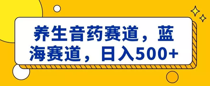 养生音药赛道,蓝海赛道,日入500+【揭秘】
