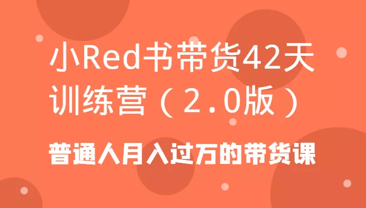 小Red书带货42天训练营(2.0版)普通人月入过万的带货课