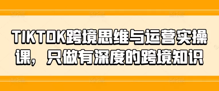 TIKTOK跨境思维与运营实操课,只做有深度的跨境知识