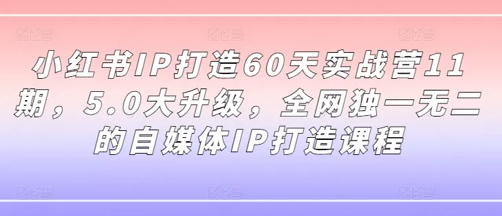 小红书IP打造60天实战营11期,5.0大升级,全网独一无二的自媒体IP打造课程