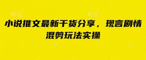 小说推文最新干货分享，现言剧情混剪玩法实操