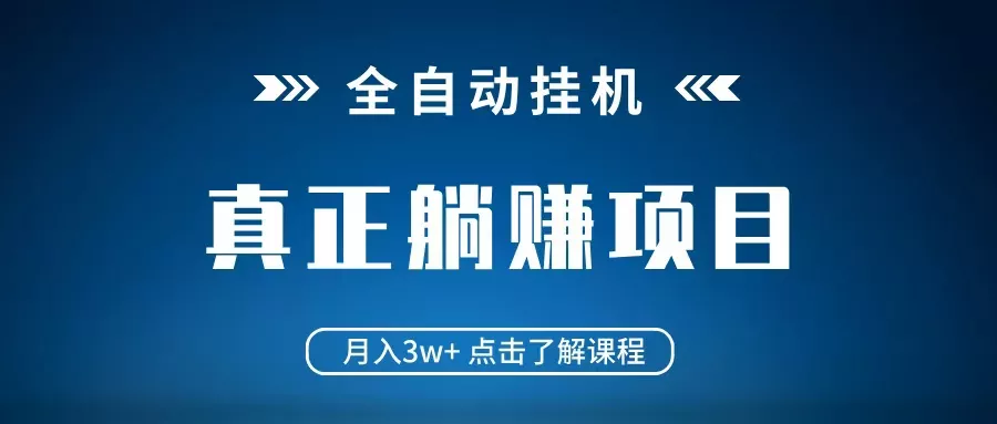 全自动挂机项目 月入3w+ 真正躺平项目 不吃电脑配置 当天见收益