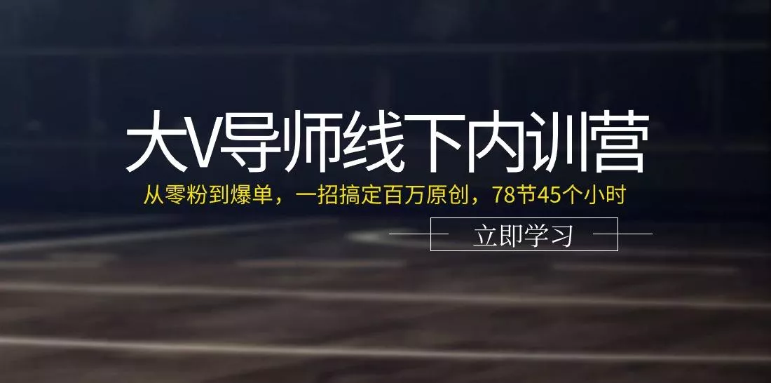大V导师线下内训营：从零粉到爆单，一招搞定百万原创(78节45个小时)