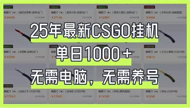25年最新CSGO挂机系统，单日1000+，无需电脑，无需养号，0基础可上手