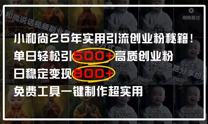 小和尚2025年实用引流秘籍！单日轻松引500+高质量创业粉，日变现800+，...