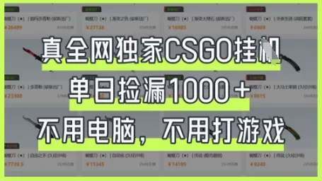 真全网独家CSGO挂G，单日捡漏1k+【揭秘】
