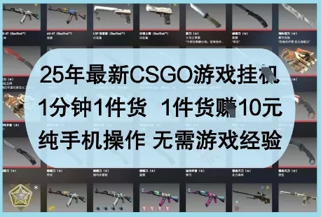 25年最新CSGO游戏挂G,1分钟1件货,1件货挣10元,纯手机操作,无需游戏经验【揭秘】