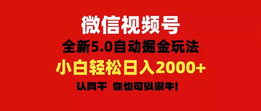 微信视频号变现，5.0全新自动掘金玩法，日入利润2000+有手就行