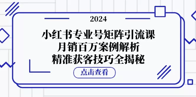 小红书专业号矩阵引流课，月销百万案例解析，精准获客技巧全揭秘