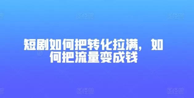 短剧如何把转化拉满,如何把流量变成钱