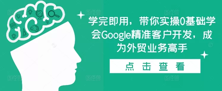 学完即用,带你实操0基础学会Google精准客户开发,成为外贸业务高手