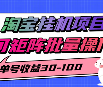淘宝挂机项目，单号30-100，可矩阵批量操作 