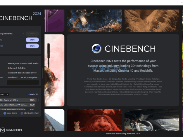 CINEBENCH for Mac 2024 电脑CPU和GPU基准测试软件